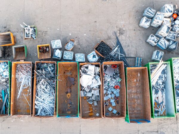 Containers of scrap metal sorted