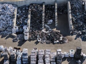 metal recycling facility where scrap metals are sorted
