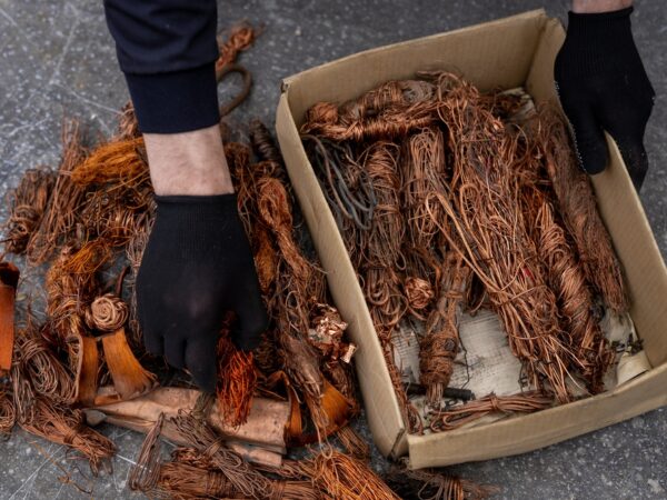 Stripped copper wire scrap (copper mix) sorted by hand, cleaned electrical cable cores